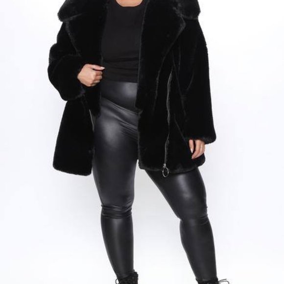Luxury Faux Fur Black Jacket 3X - Picture 2 of 2
